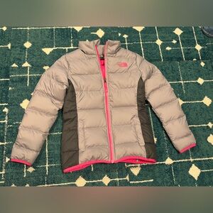 Girls North Face Gray and Pink Puffer Jacket